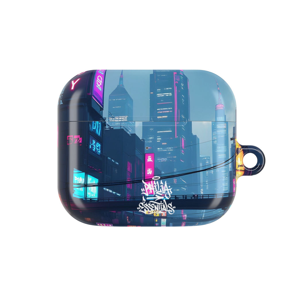 Neon Cyberpunk City AirPod Case — Futuristic Nightscape