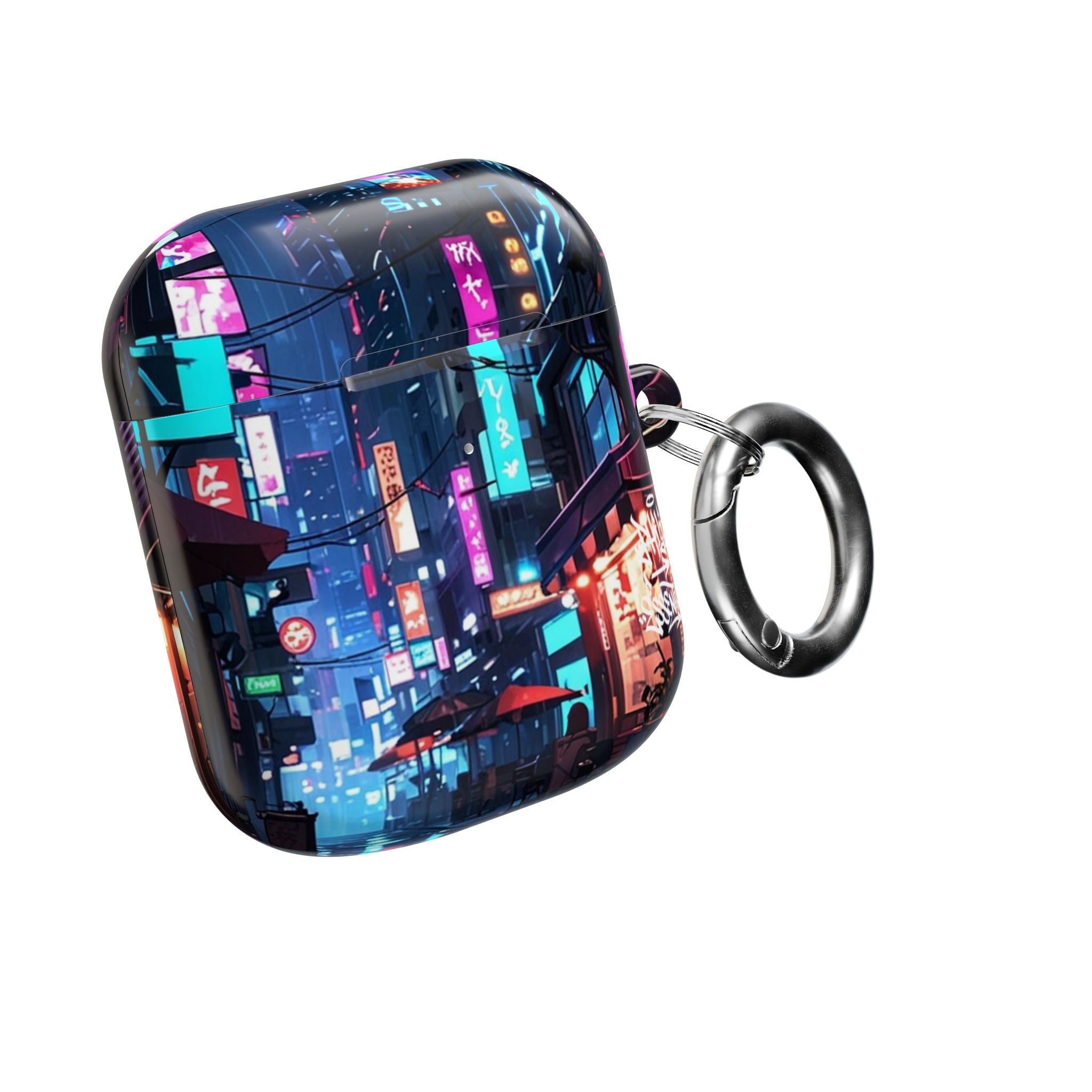 Neon City Street Cyberpunk Nightscape AirPod Case