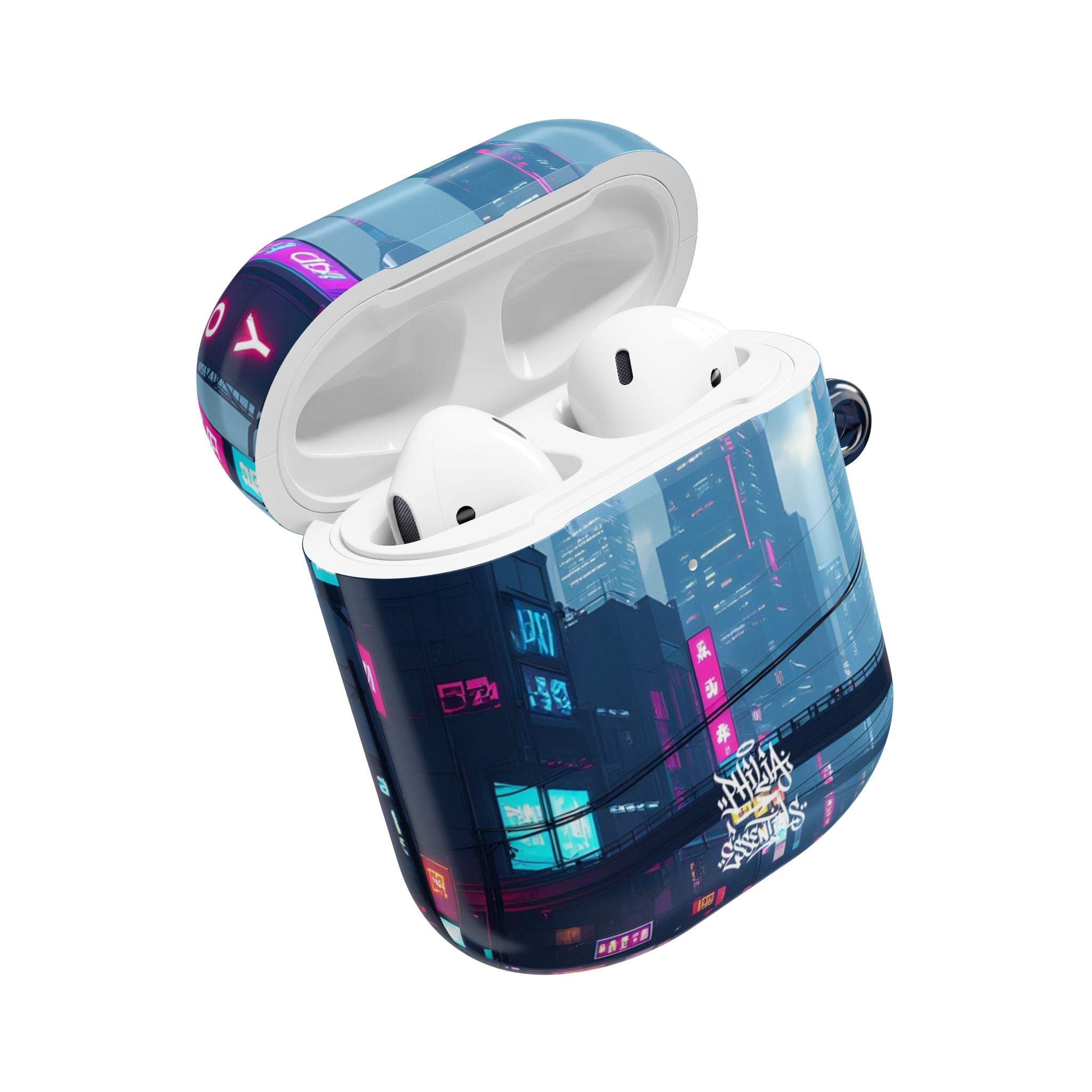 Neon Cyberpunk City AirPod Case — Futuristic Nightscape