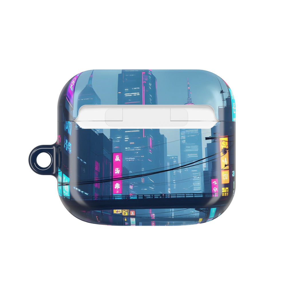 Neon Cyberpunk City AirPod Case — Futuristic Nightscape