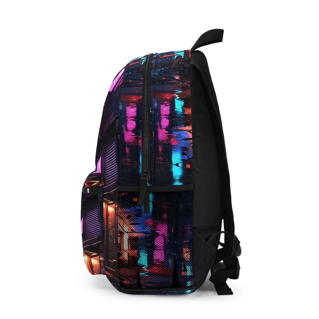 PHILIA — Neon Cityscape Backpack | Cyberpunk Night Street Rave Bag