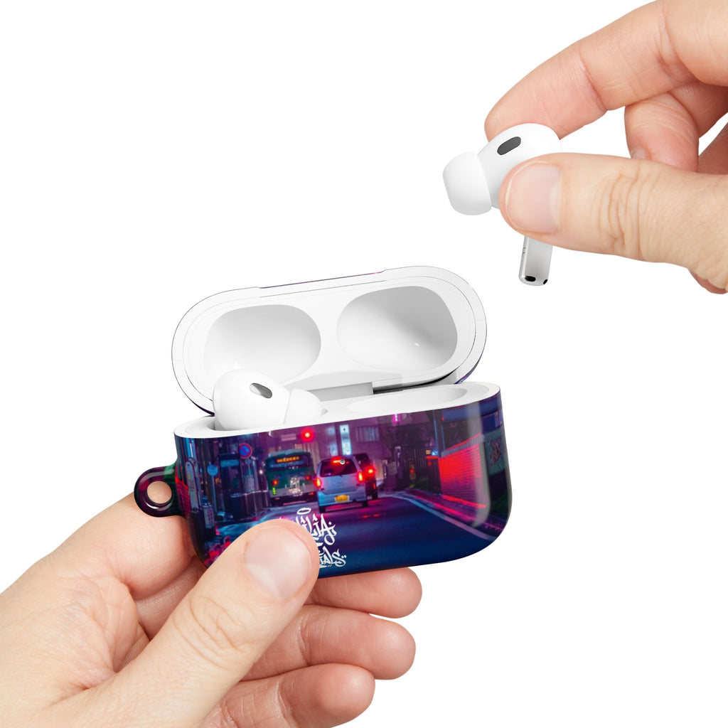 Neon City Street AirPod Case | Nightscape Urban Graffiti