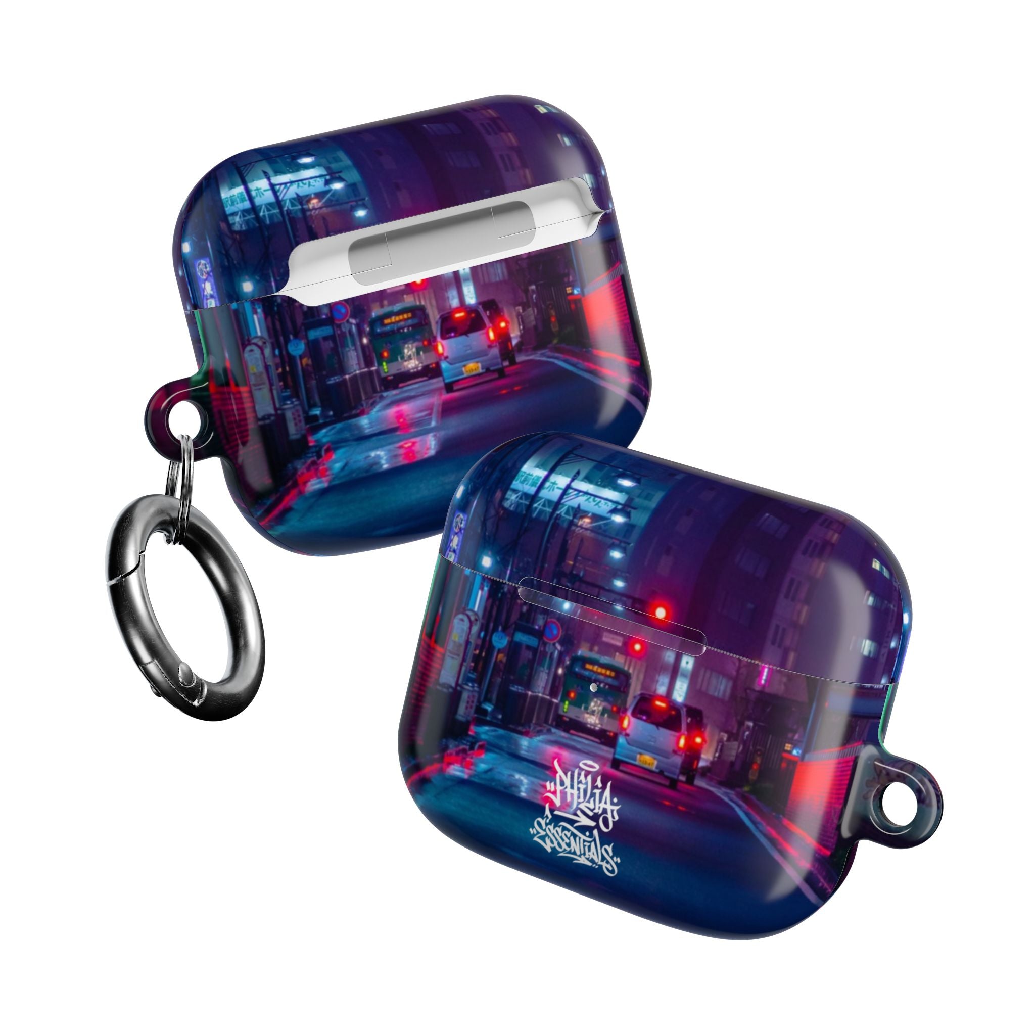 Neon City Street AirPod Case | Nightscape Urban Graffiti