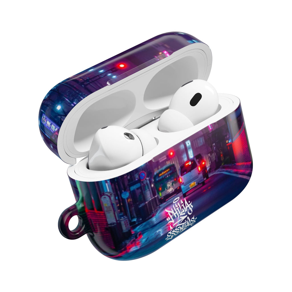 Neon City Street AirPod Case | Nightscape Urban Graffiti