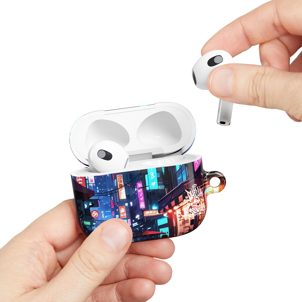 Neon City Street Cyberpunk Nightscape AirPod Case