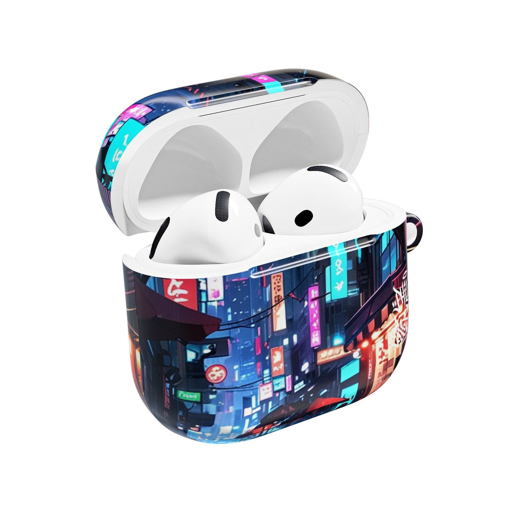 Neon City Street Cyberpunk Nightscape AirPod Case