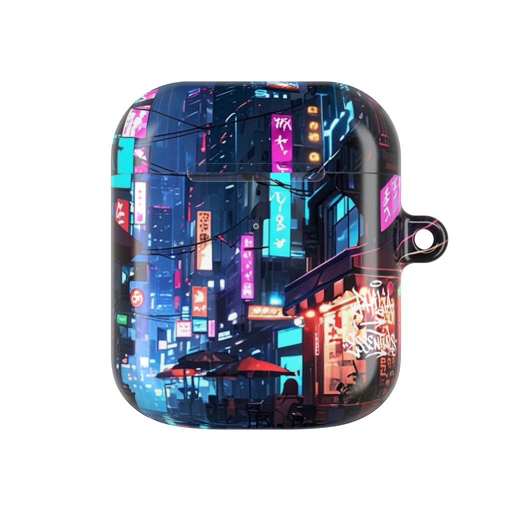 Neon City Street Cyberpunk Nightscape AirPod Case