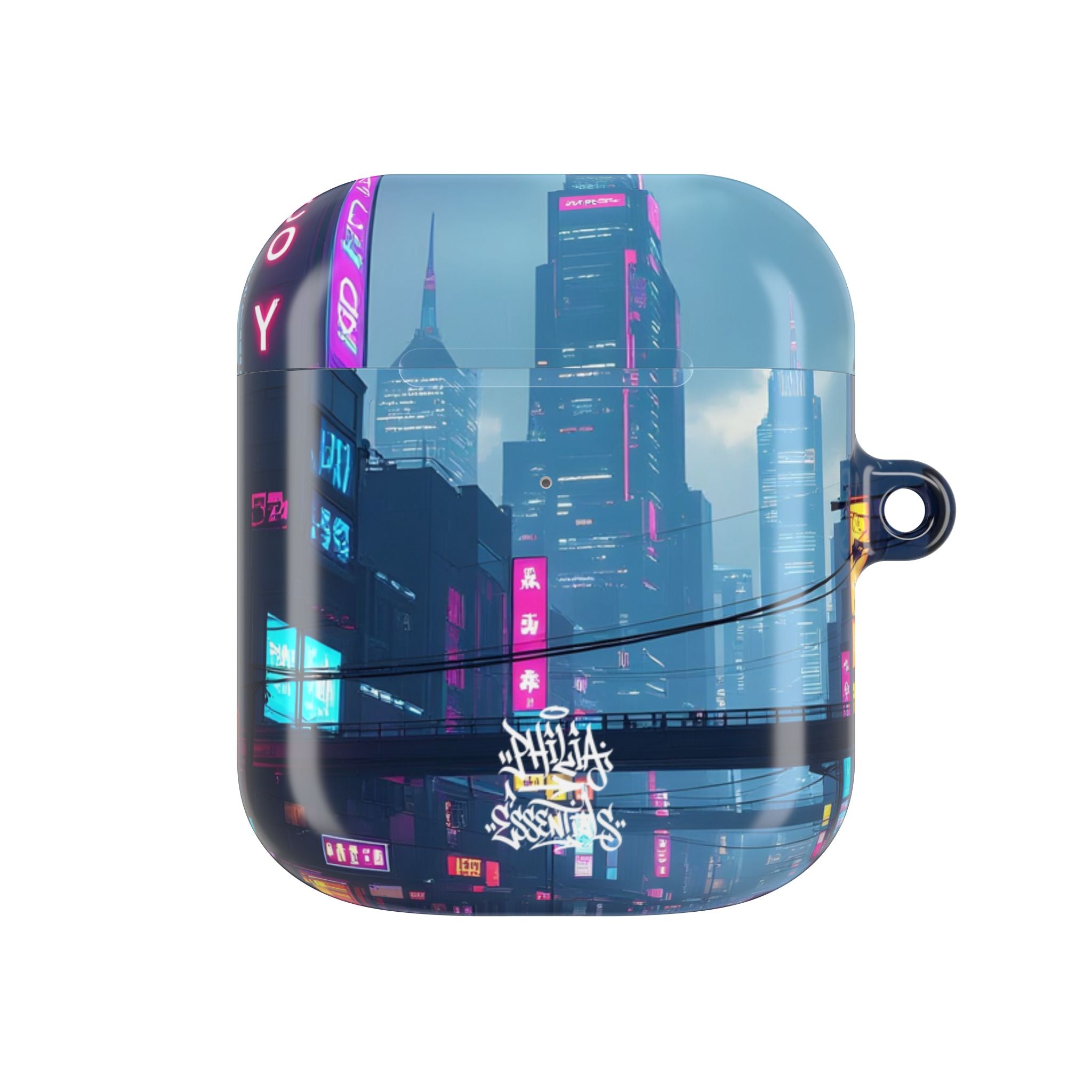 Neon Cyberpunk City AirPod Case — Futuristic Nightscape