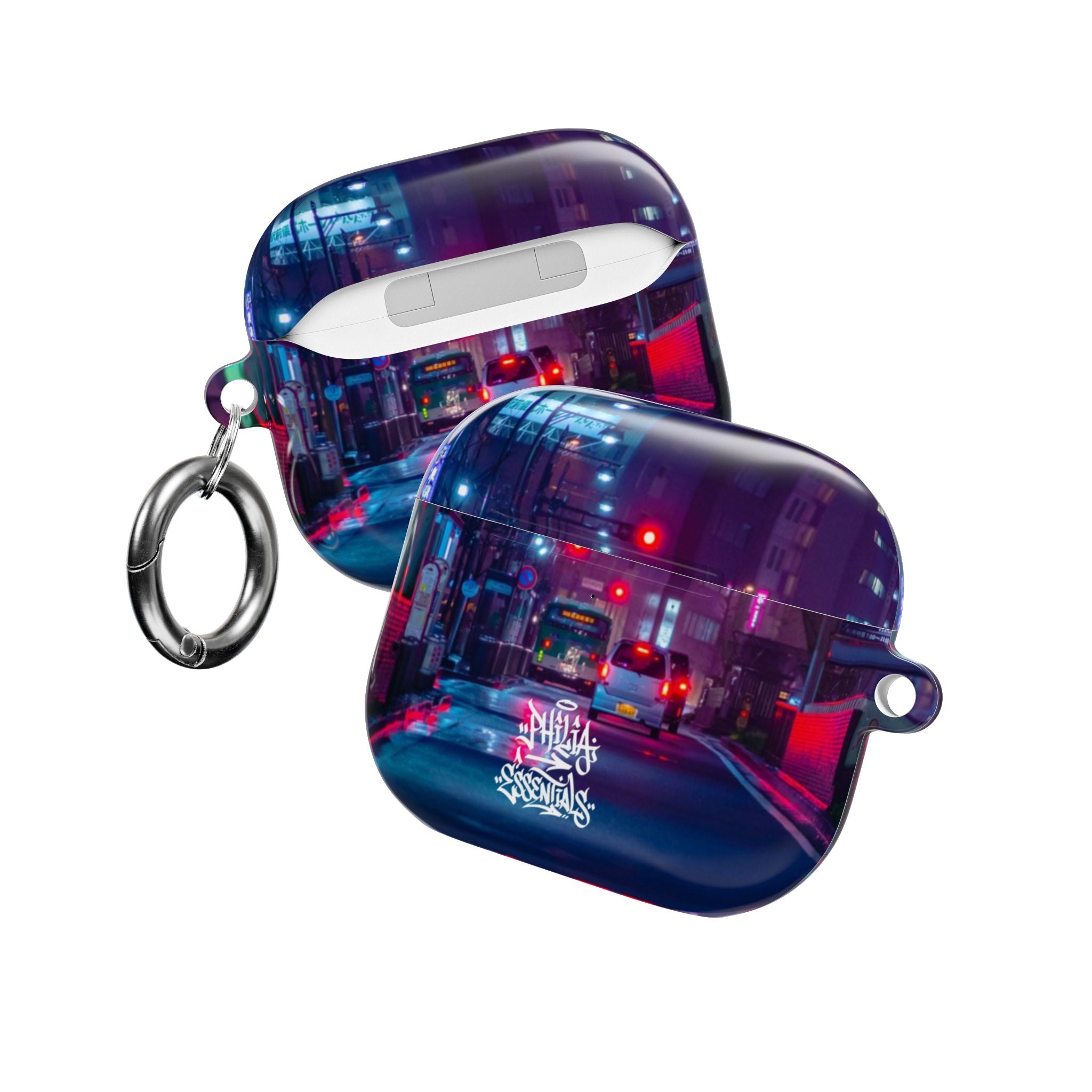 Neon City Street AirPod Case | Nightscape Urban Graffiti