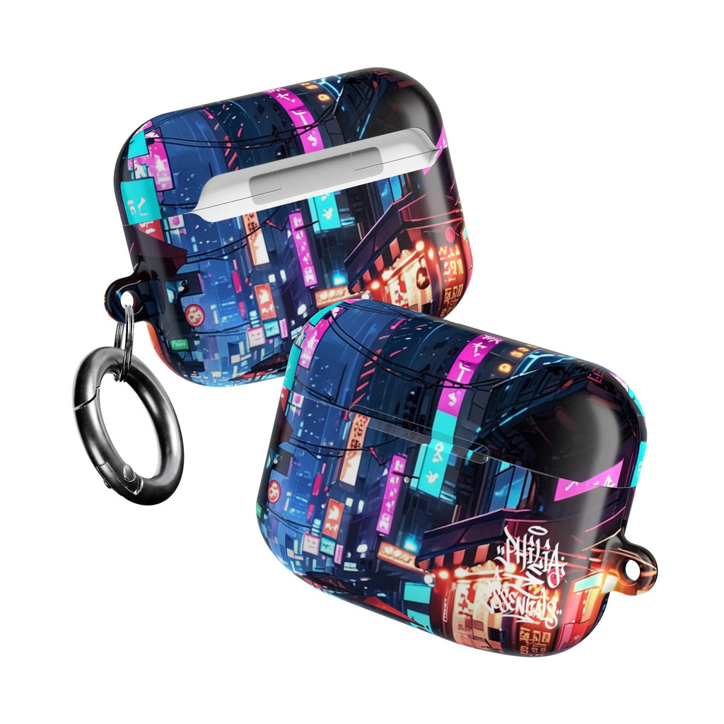 Neon City Street Cyberpunk Nightscape AirPod Case