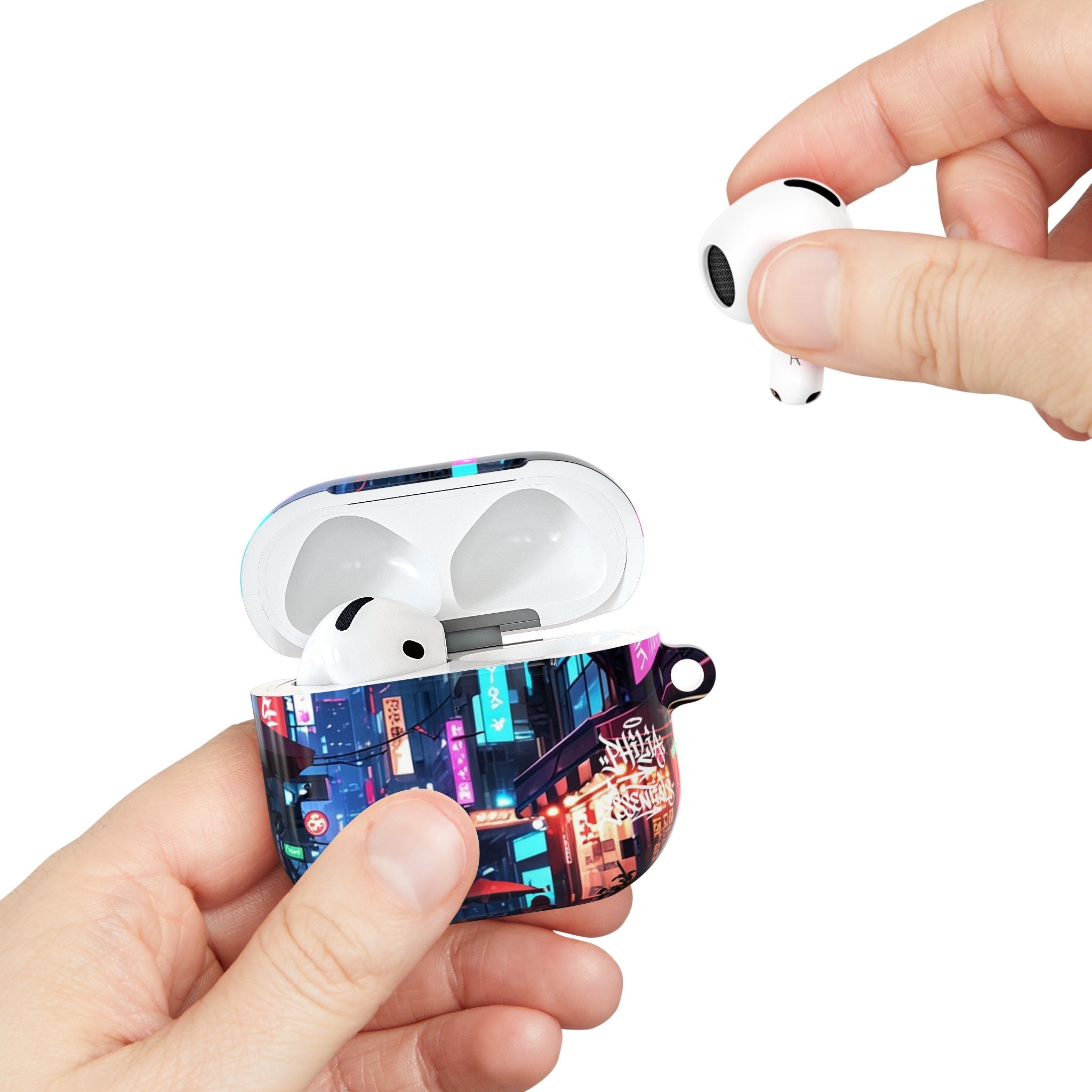 Neon City Street Cyberpunk Nightscape AirPod Case