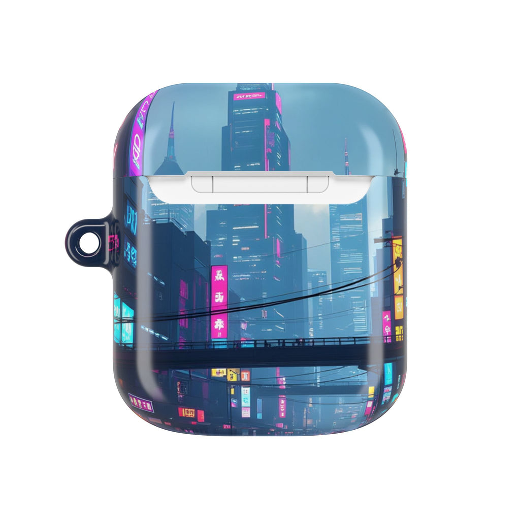 Neon Cyberpunk City AirPod Case — Futuristic Nightscape