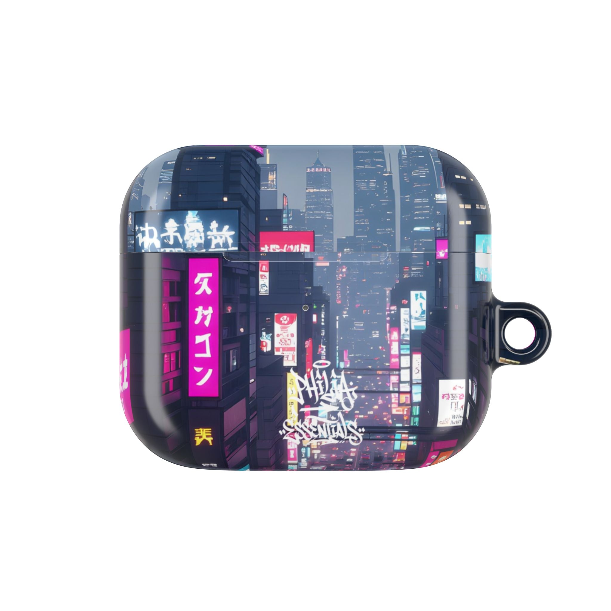 Neon Tokyo Cityscape AirPod Case — Cyberpunk Street Design