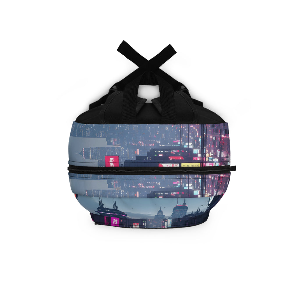 PHILIA — Neon Cyberpunk City Backpack | Futuristic Skyline Rave Bag