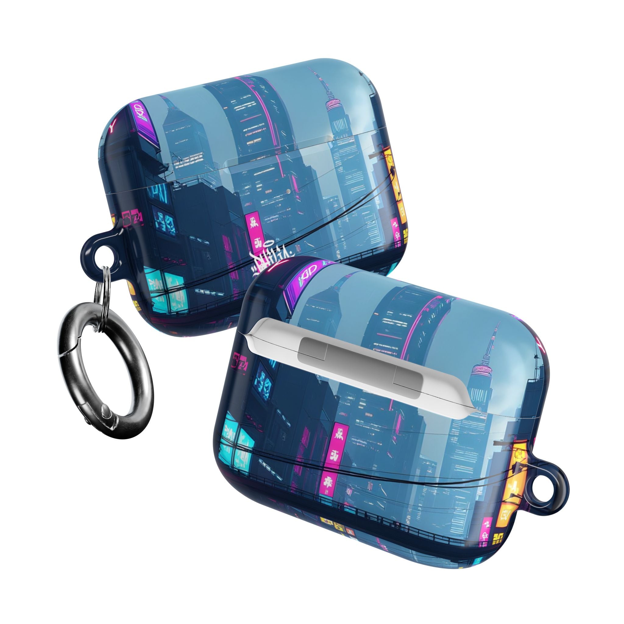 Neon Cyberpunk City AirPod Case — Futuristic Nightscape
