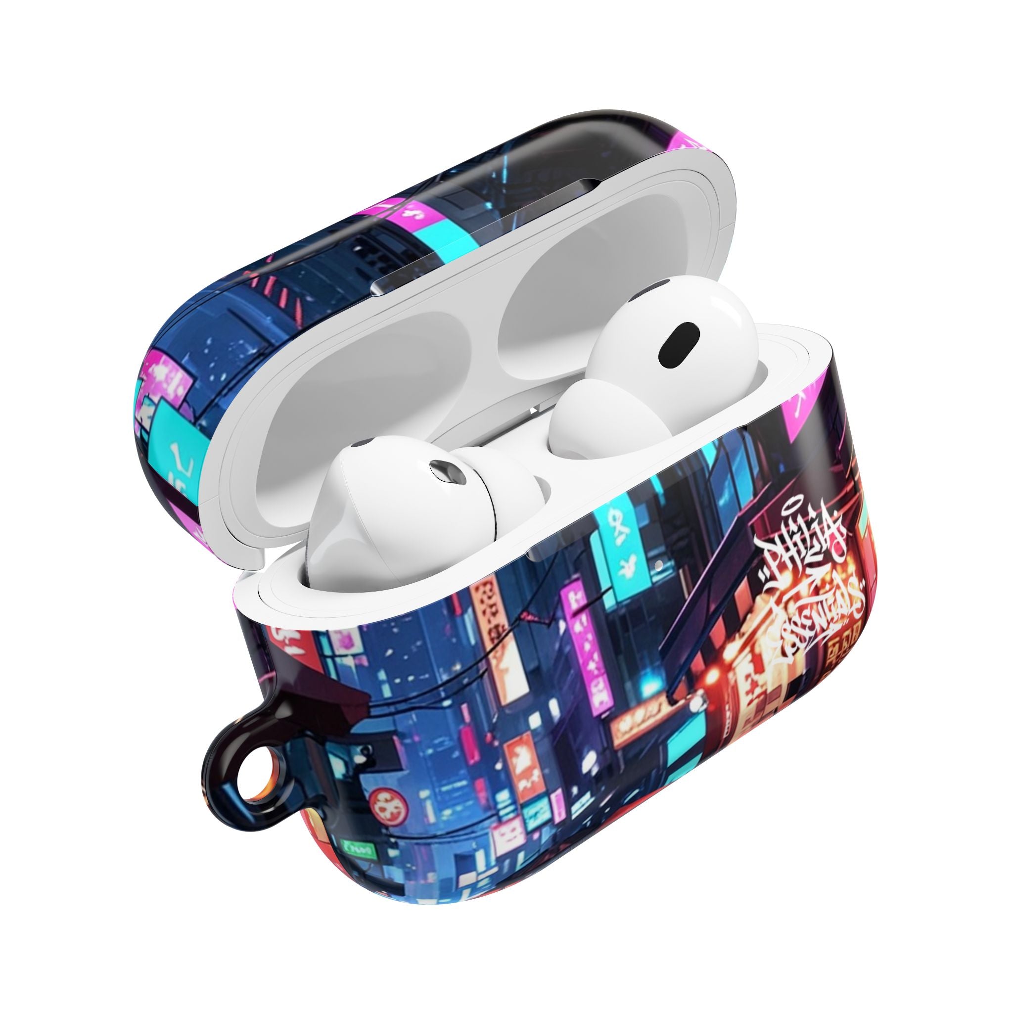 Neon City Street Cyberpunk Nightscape AirPod Case