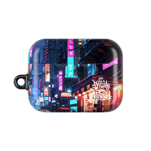 Neon City Street Cyberpunk Nightscape AirPod Case