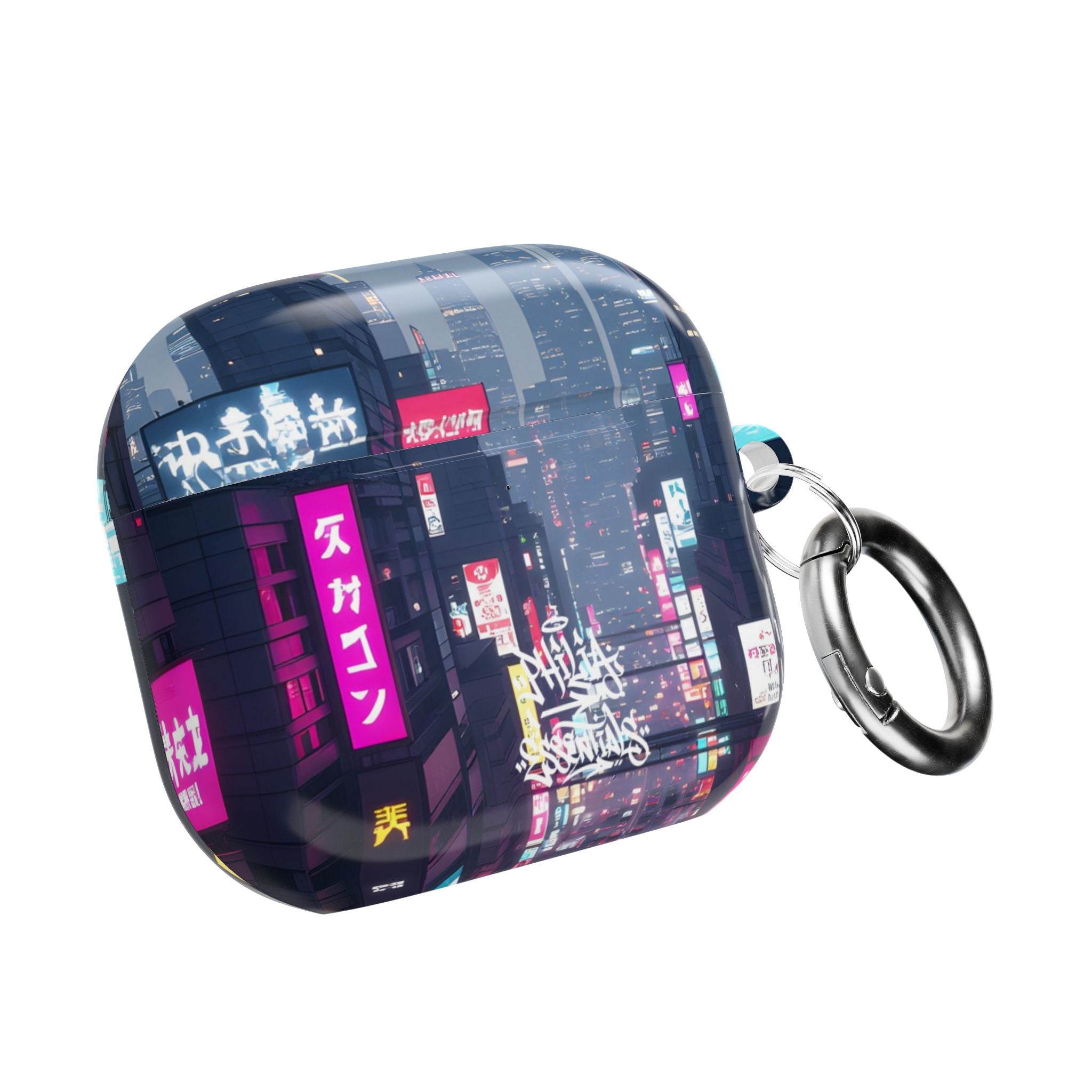 Neon Tokyo Cityscape AirPod Case — Cyberpunk Street Design