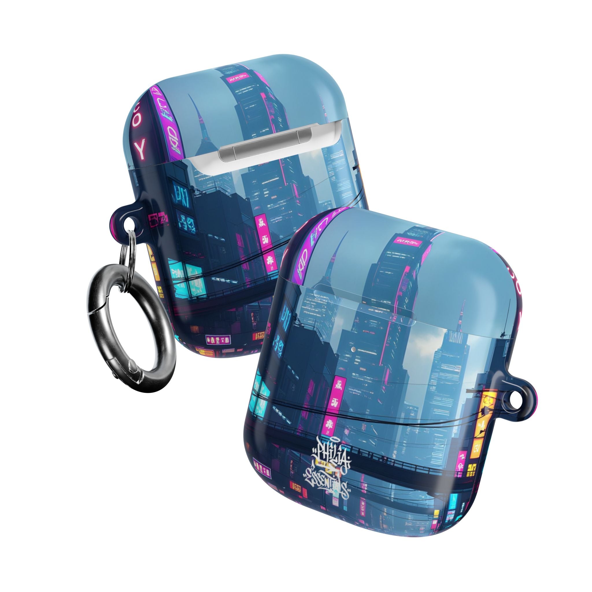 Neon Cyberpunk City AirPod Case — Futuristic Nightscape
