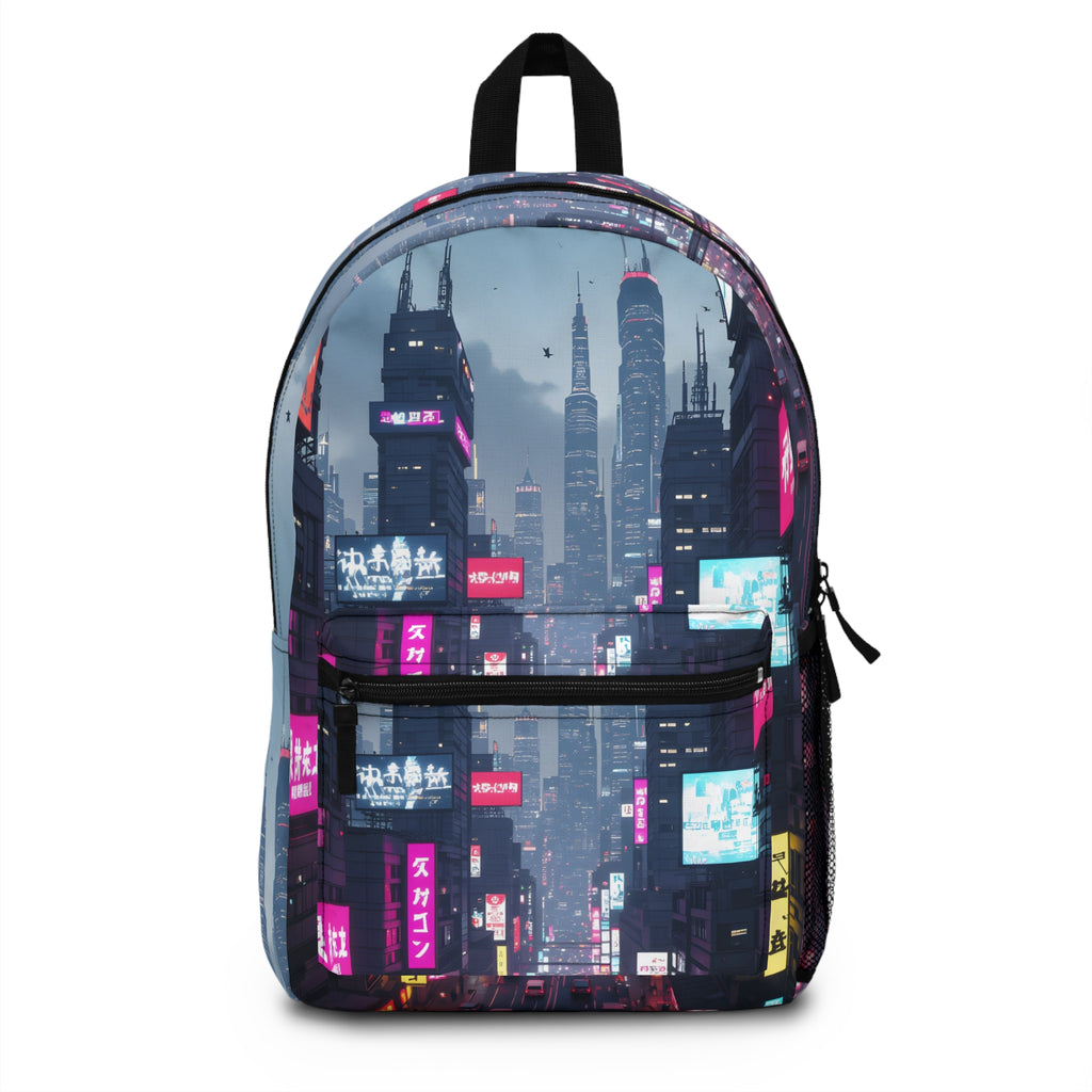 PHILIA — Neon Cyberpunk City Backpack | Futuristic Skyline Rave Bag