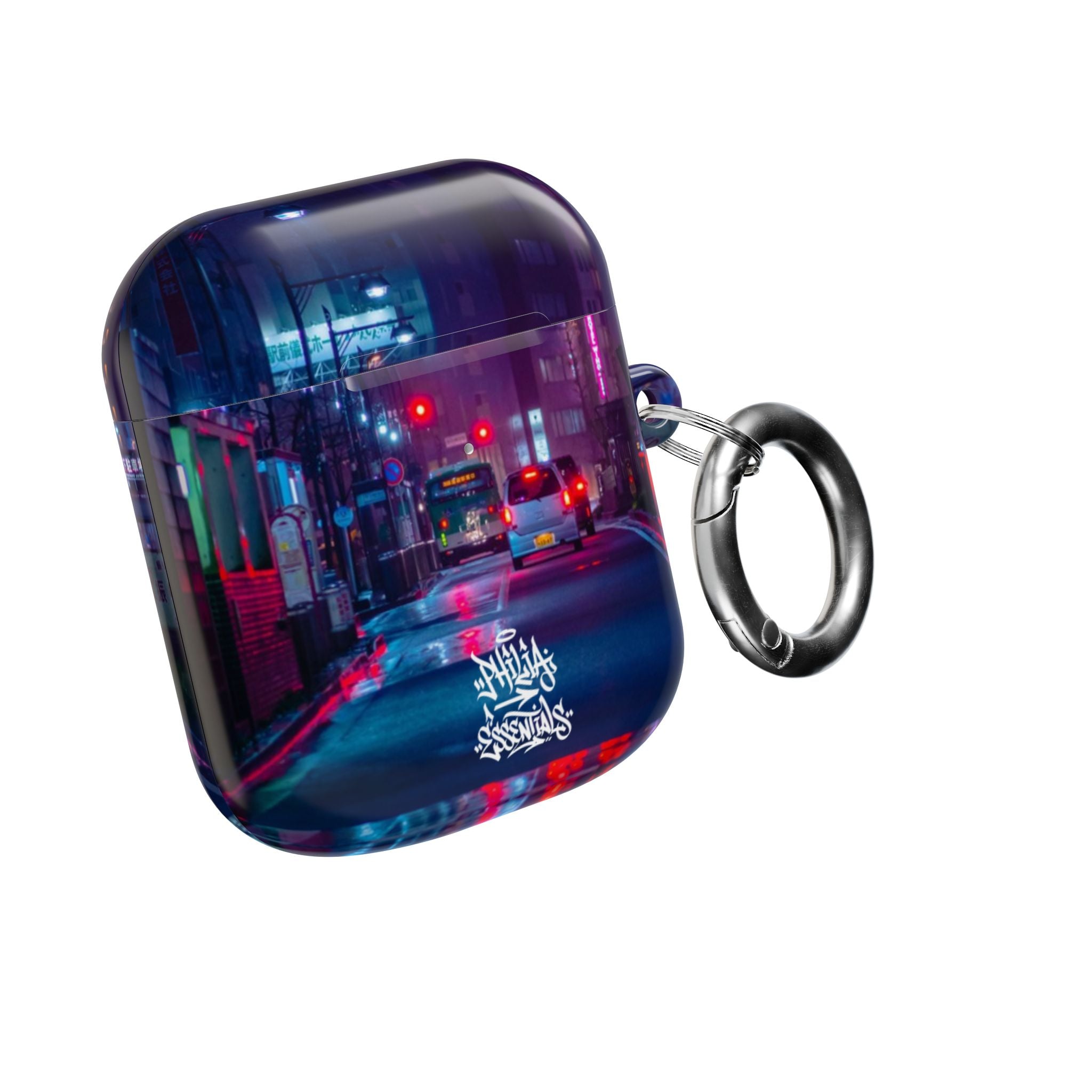 Neon City Street AirPod Case | Nightscape Urban Graffiti
