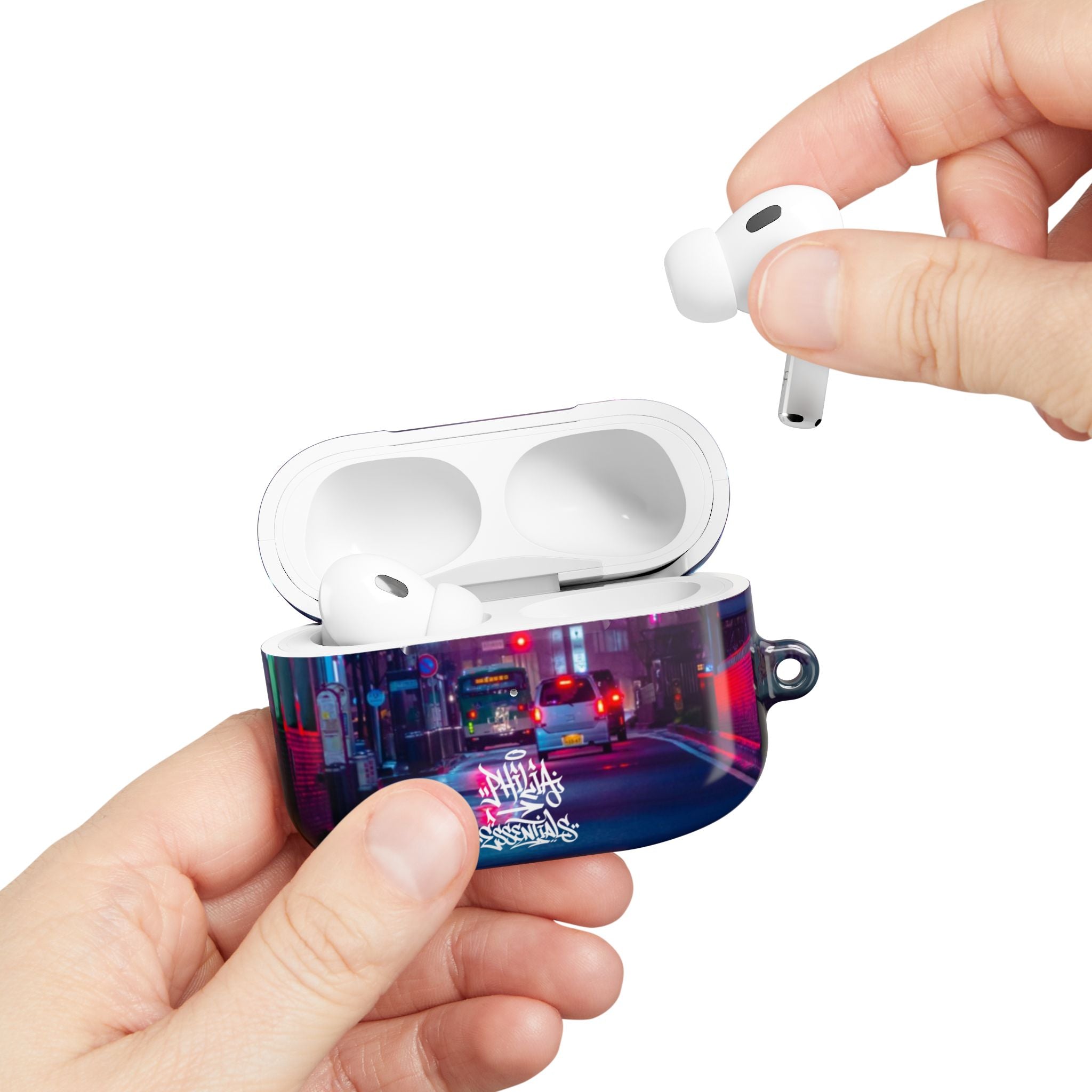 Neon City Street AirPod Case | Nightscape Urban Graffiti