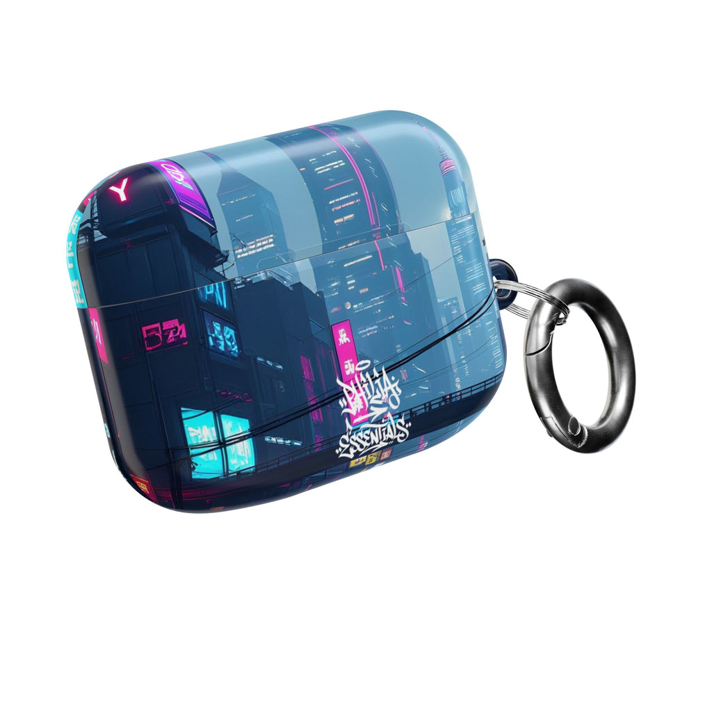 Neon Cyberpunk City AirPod Case — Futuristic Nightscape