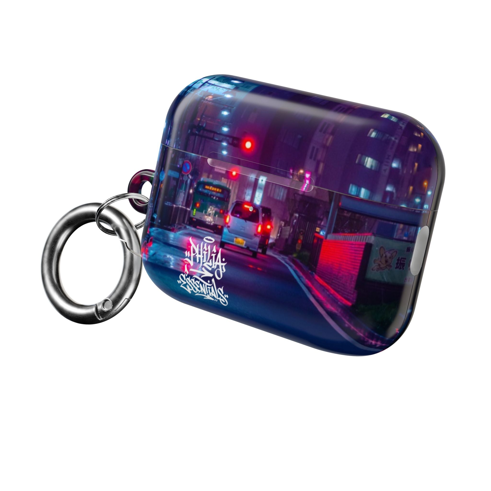 Neon City Street AirPod Case | Nightscape Urban Graffiti