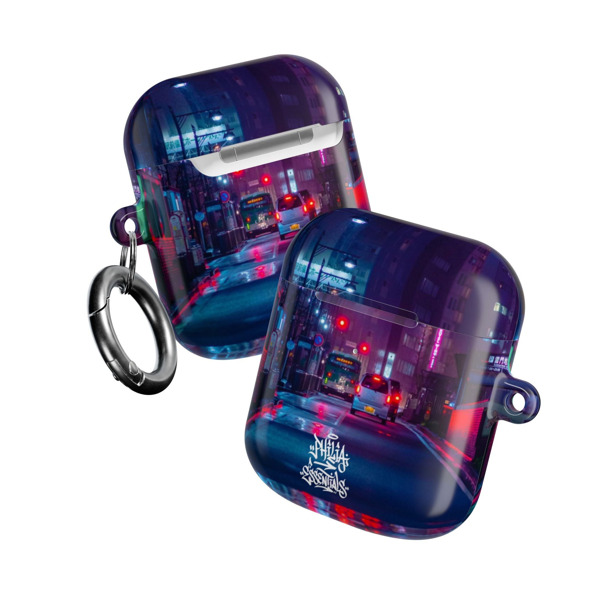 Neon City Street AirPod Case | Nightscape Urban Graffiti