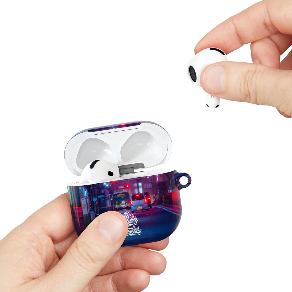 Neon City Street AirPod Case | Nightscape Urban Graffiti