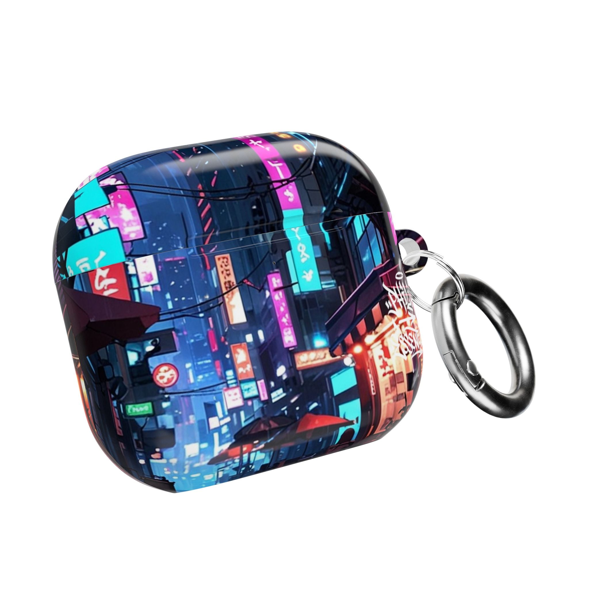 Neon City Street Cyberpunk Nightscape AirPod Case