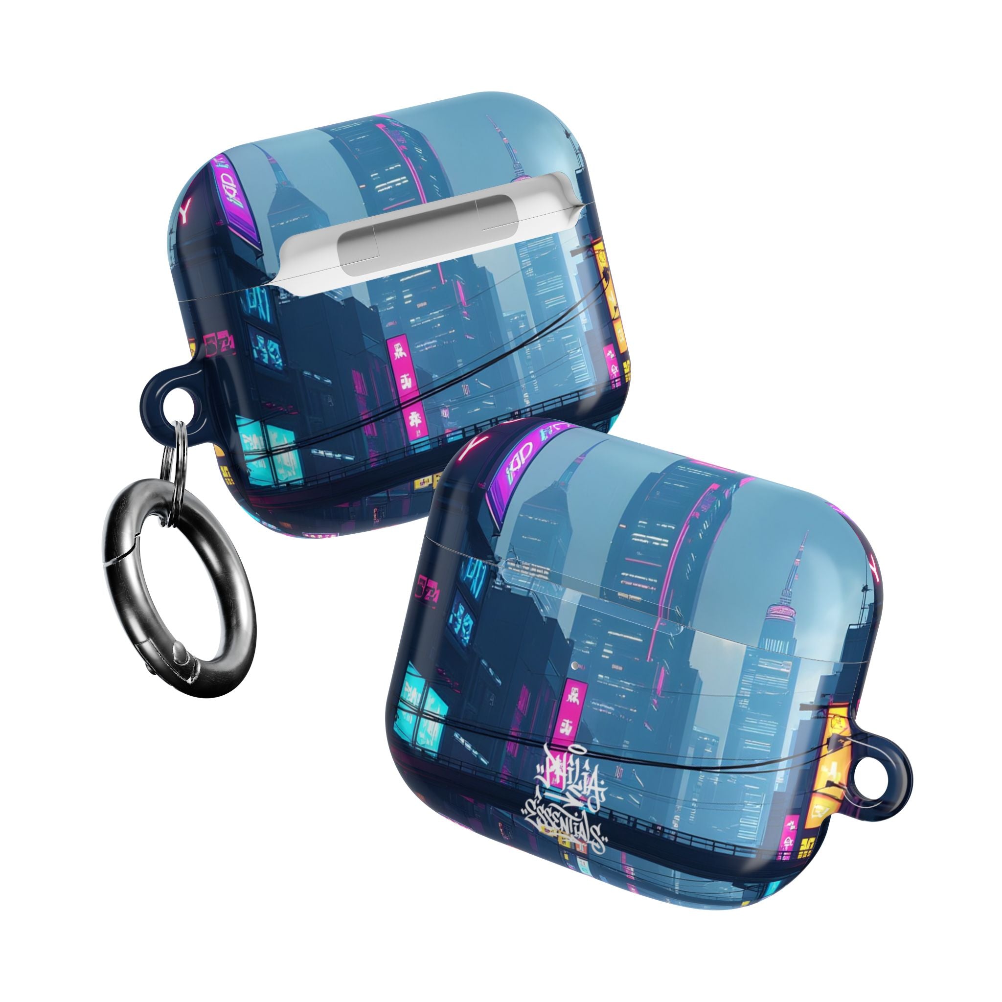 Neon Cyberpunk City AirPod Case — Futuristic Nightscape
