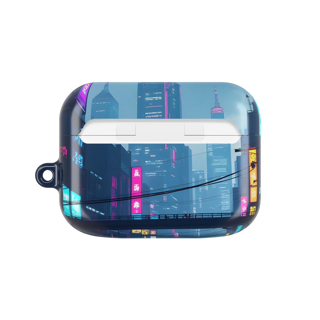 Neon Cyberpunk City AirPod Case — Futuristic Nightscape