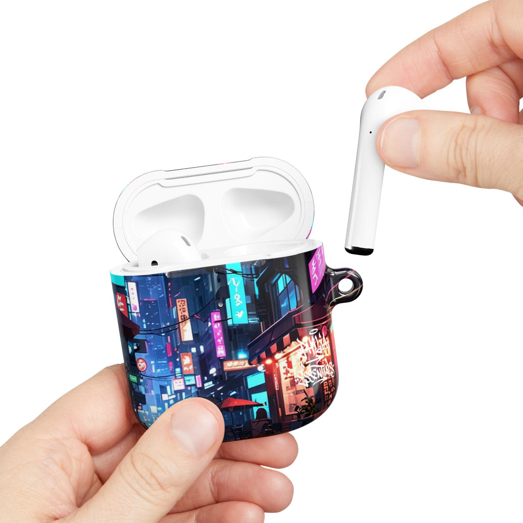 Neon City Street Cyberpunk Nightscape AirPod Case