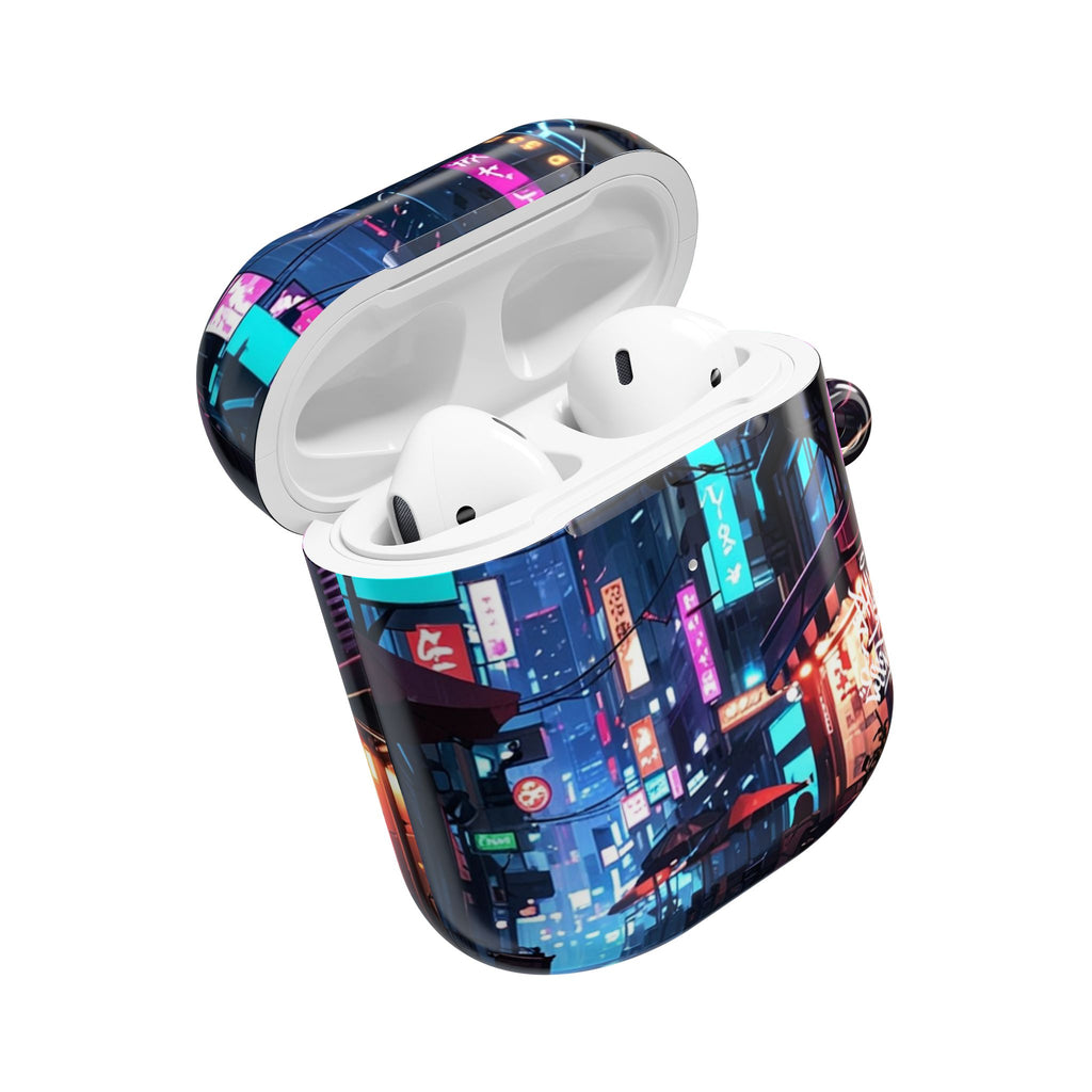 Neon City Street Cyberpunk Nightscape AirPod Case
