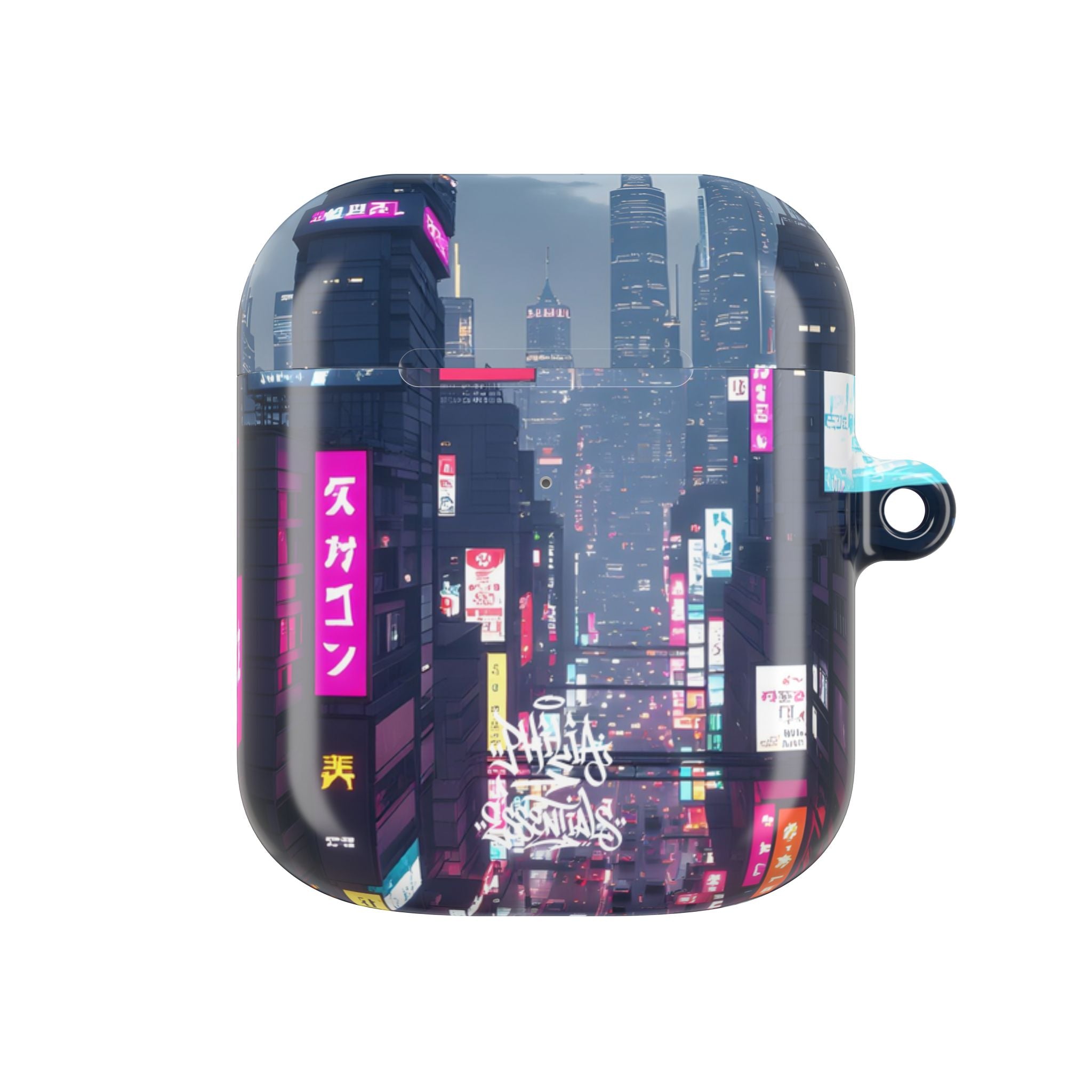 Neon Tokyo Cityscape AirPod Case — Cyberpunk Street Design