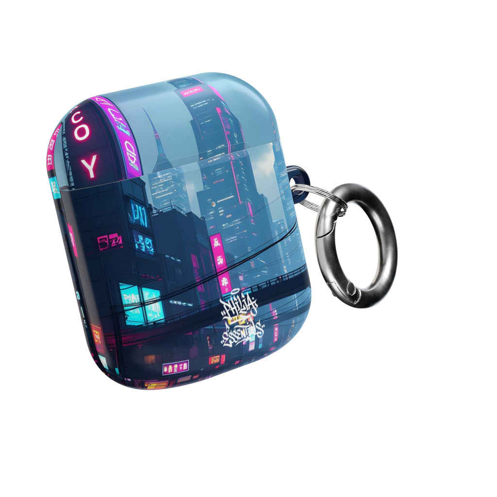 Neon Cyberpunk City AirPod Case — Futuristic Nightscape