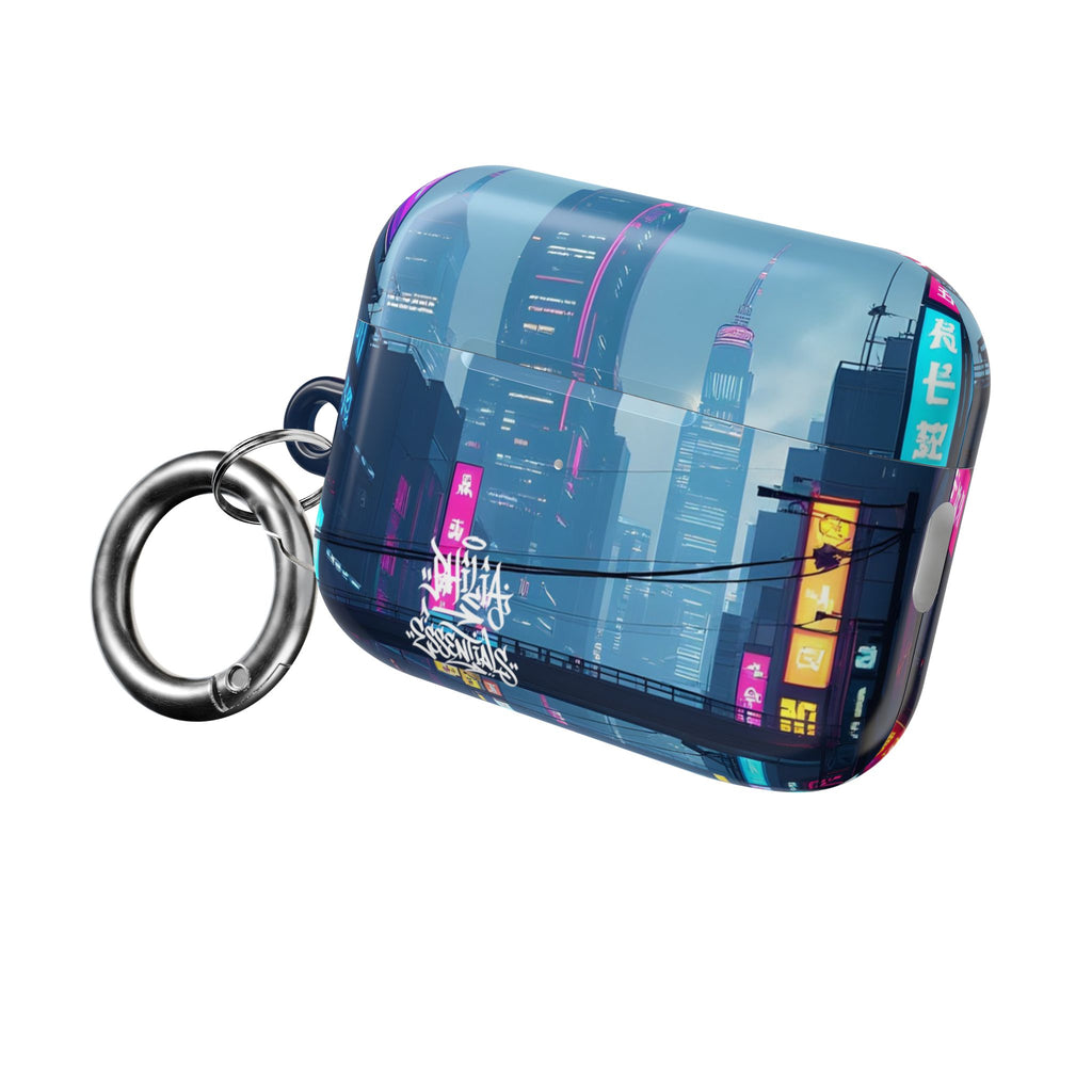 Neon Cyberpunk City AirPod Case — Futuristic Nightscape