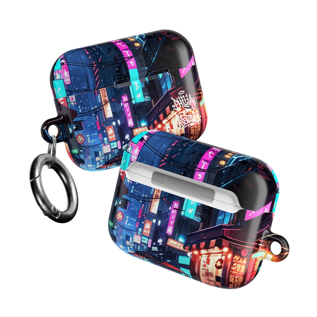 Neon City Street Cyberpunk Nightscape AirPod Case