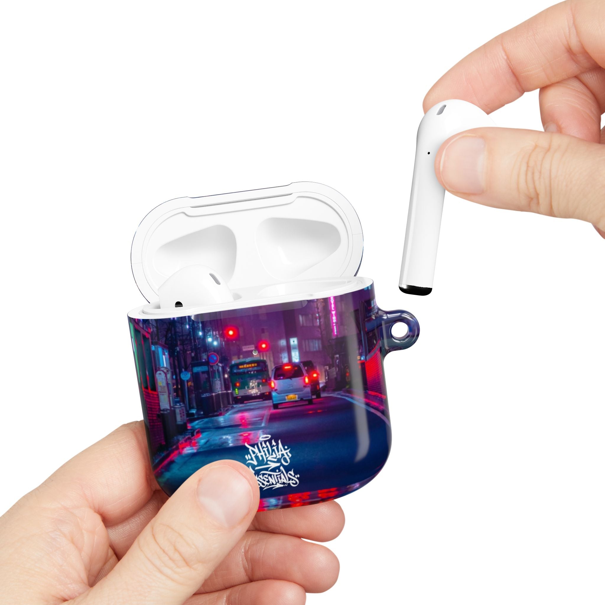 Neon City Street AirPod Case | Nightscape Urban Graffiti