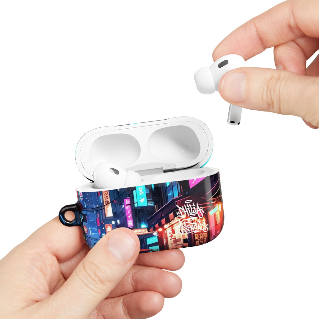 Neon City Street Cyberpunk Nightscape AirPod Case