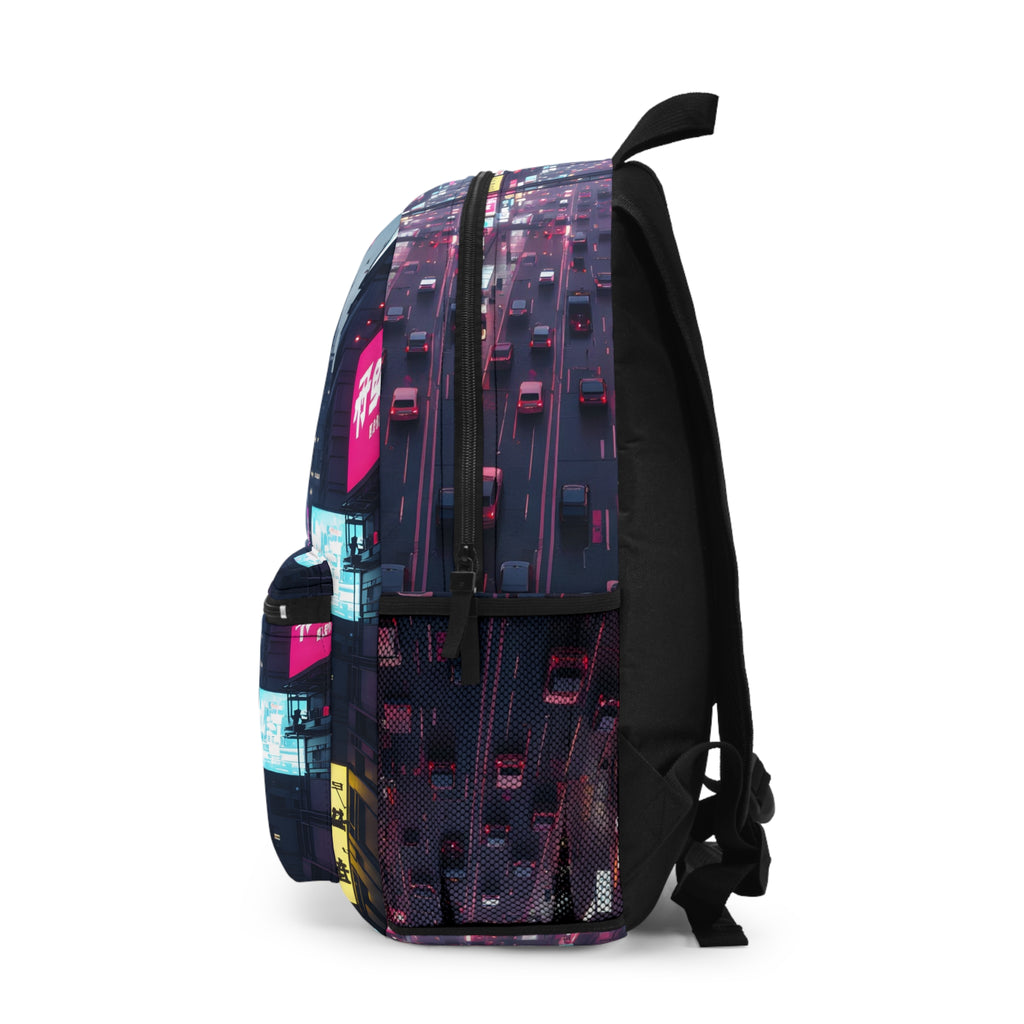 PHILIA — Neon Cyberpunk City Backpack | Futuristic Skyline Rave Bag